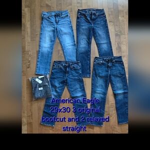 American Eagle Outfitters Men's Dark Blue Bootcut Jeans